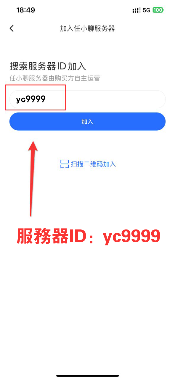 服务器ID输入界面